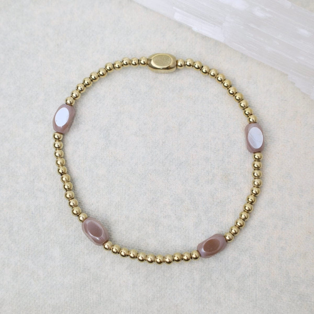 BRC-S.STL Here & There Pop Of Color Bracelet in Sandy Taupe & Gold