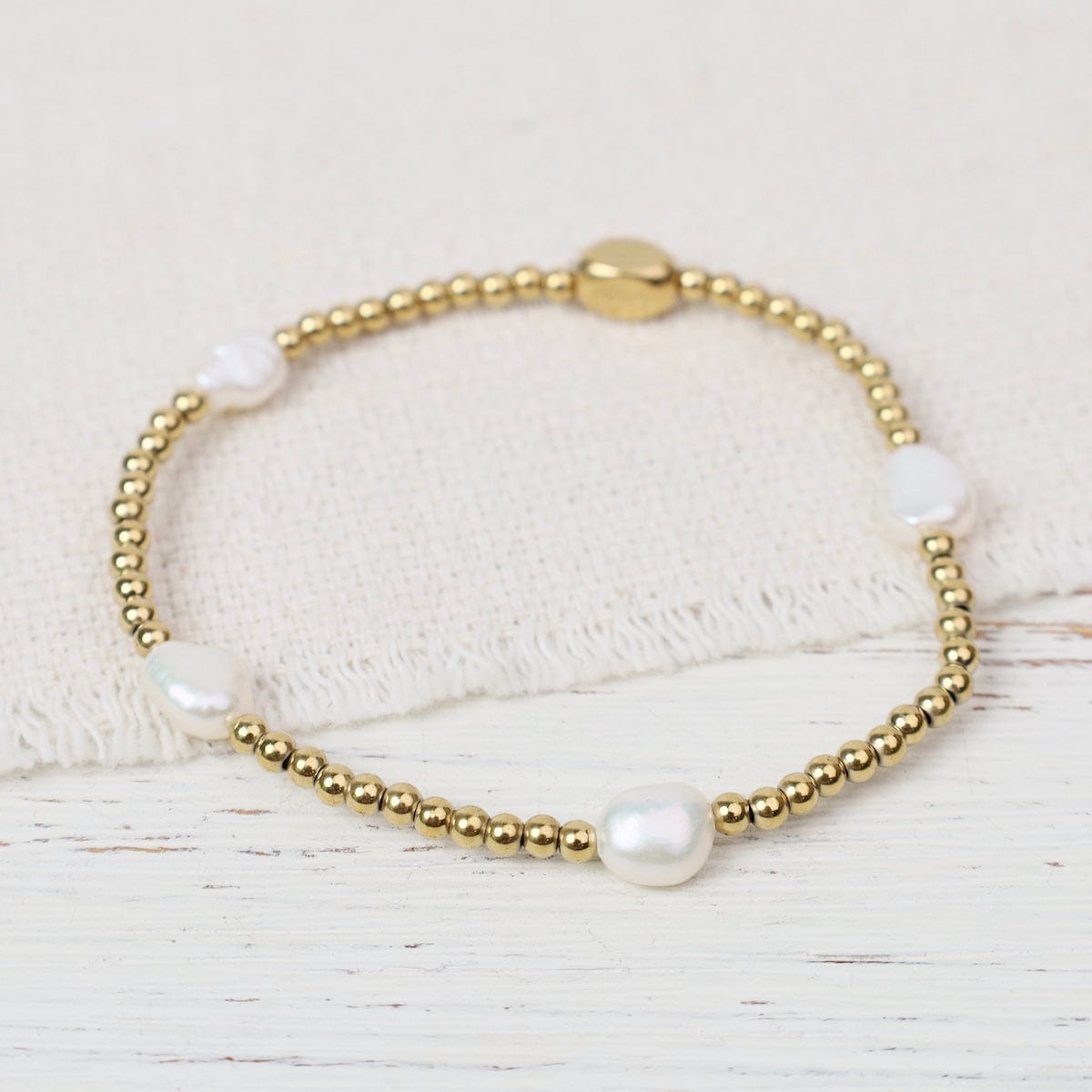 BRC-S.STL Here & There Pop Of Color Bracelet  Pearl - Gold P