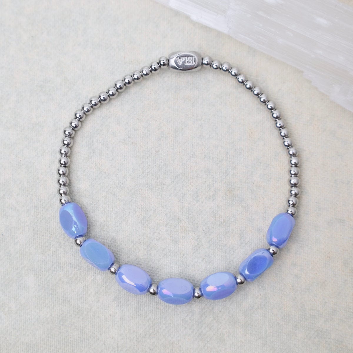 BRC-S.STL Meet Me Half Way Pop Of Color Bracelet in Periwinkle Water & Stainless Steel