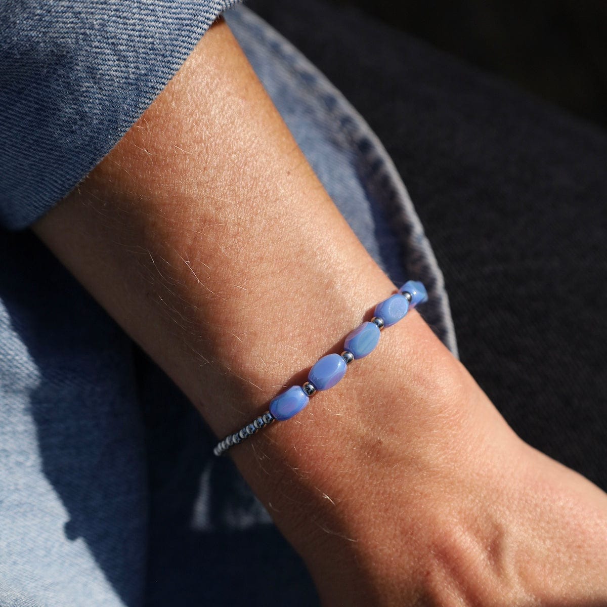 BRC-S.STL Meet Me Half Way Pop Of Color Bracelet in Periwinkle Water & Stainless Steel