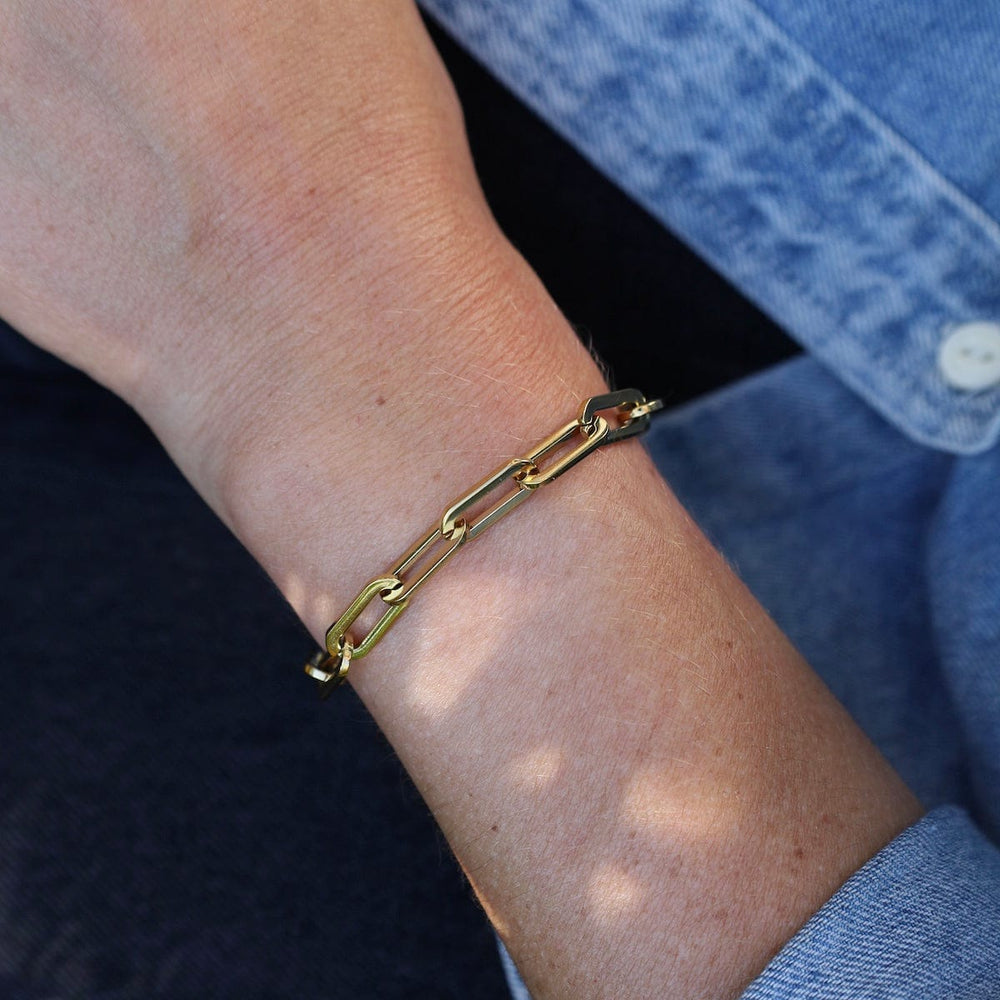 BRC-S.STL Paperclip Chain Bracelet in Gold Plated Stainless Steel