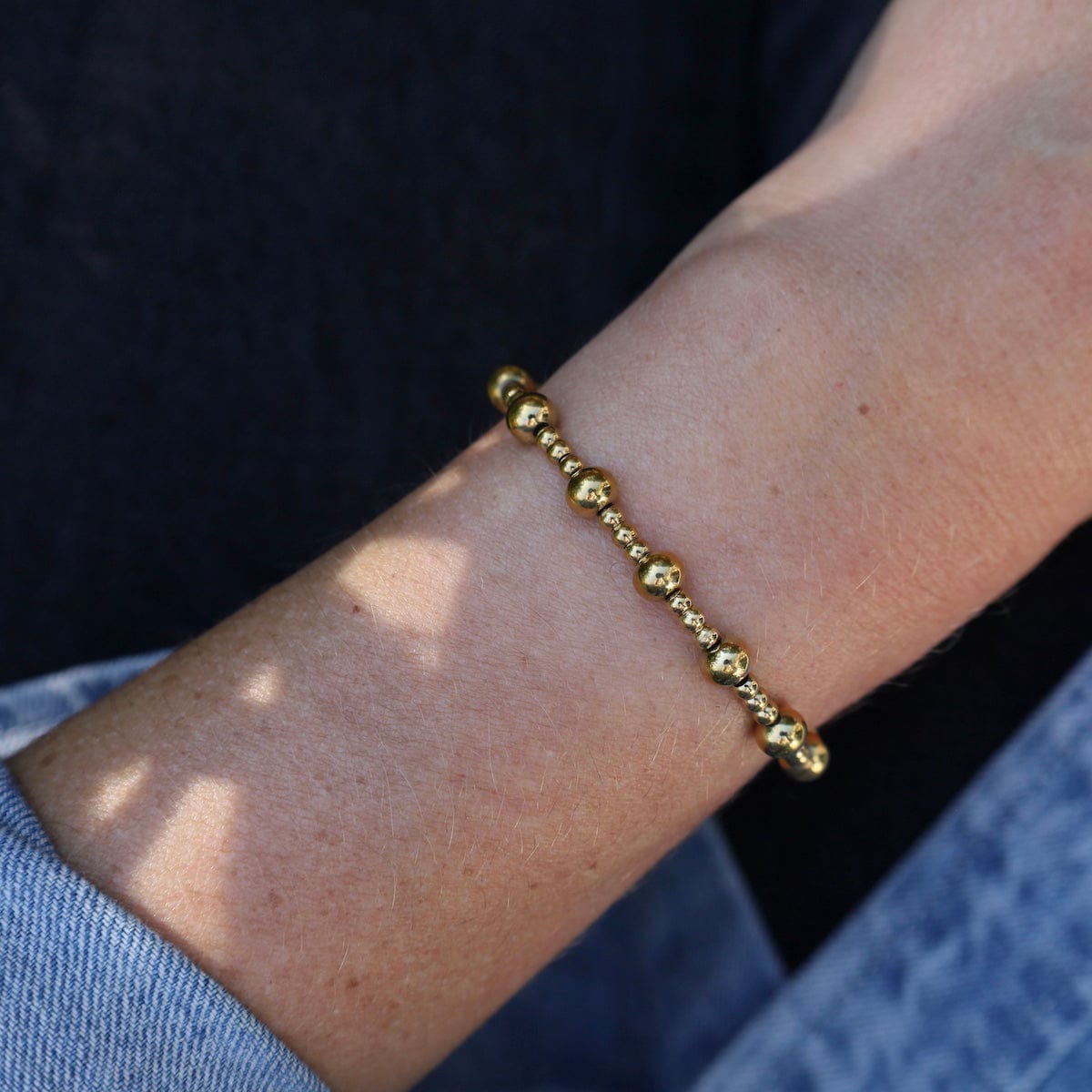 BRC-S.STL Plain Ball 3 & 6mm Bracelet in Gold Plated Stainless Steel