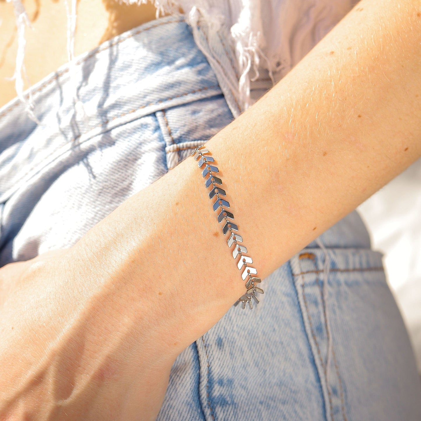 BRC-S.STL Stainless Steel Chevron Chain Bracelet