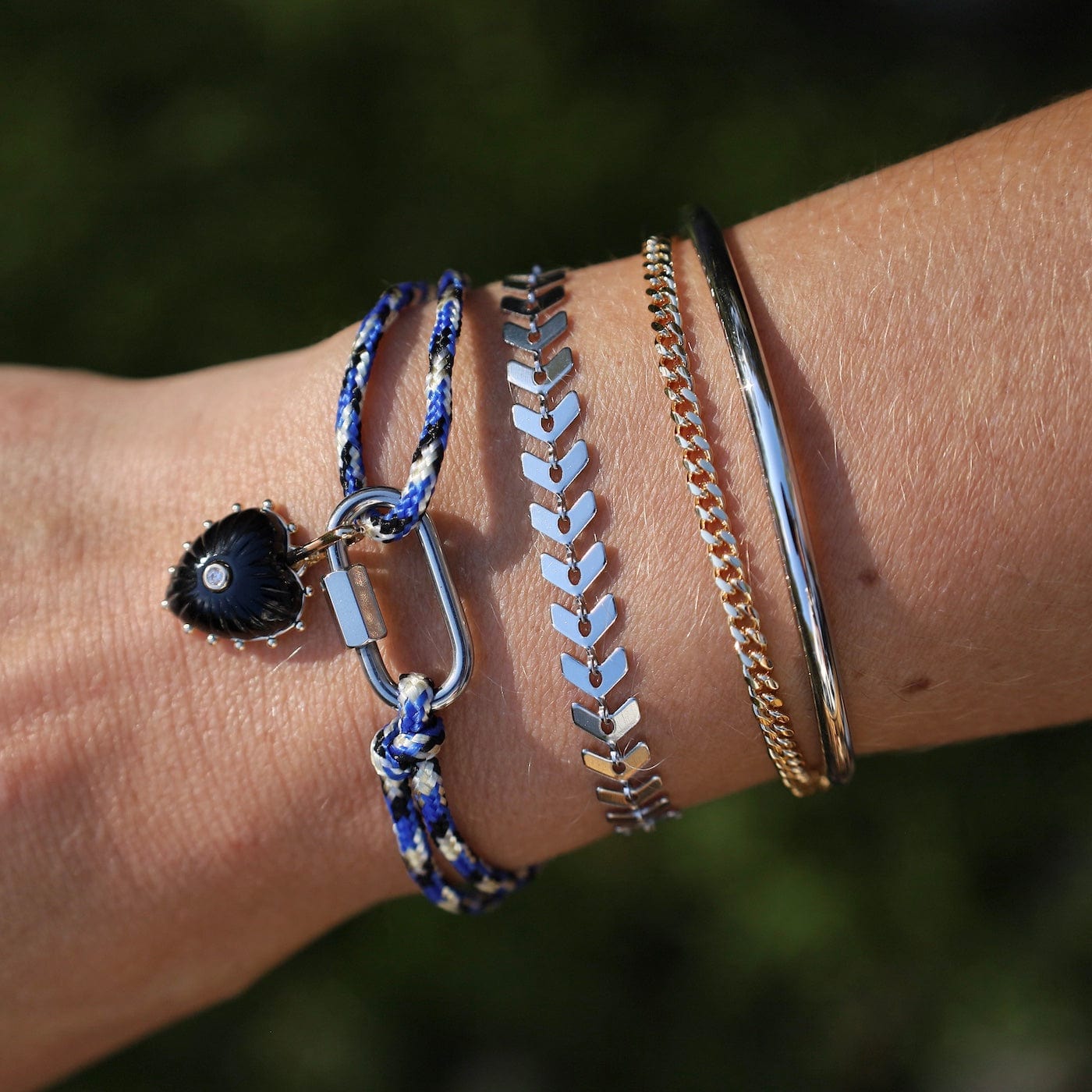 BRC-S.STL Stainless Steel Navy Rope Carabiner Bracelet