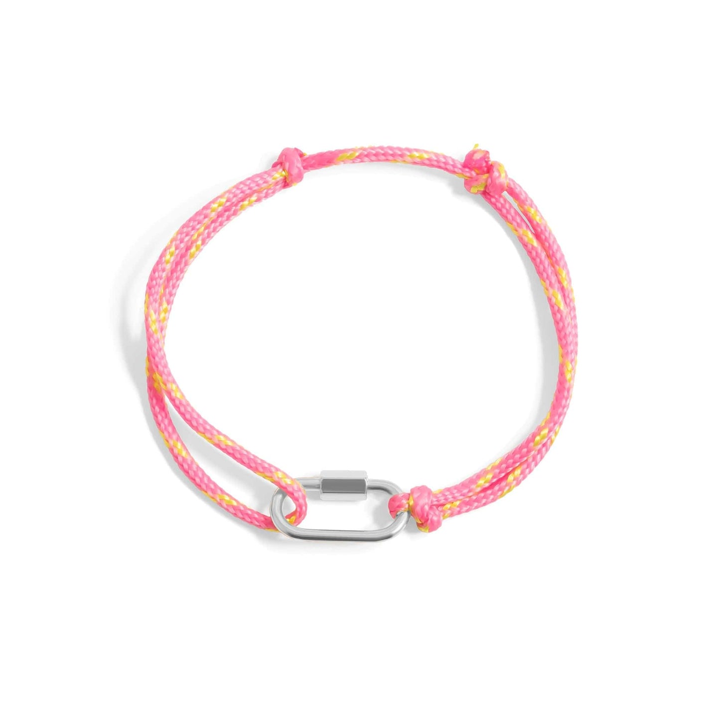 BRC-S.STL Stainless Steel Pink Rope Carabiner Bracelet