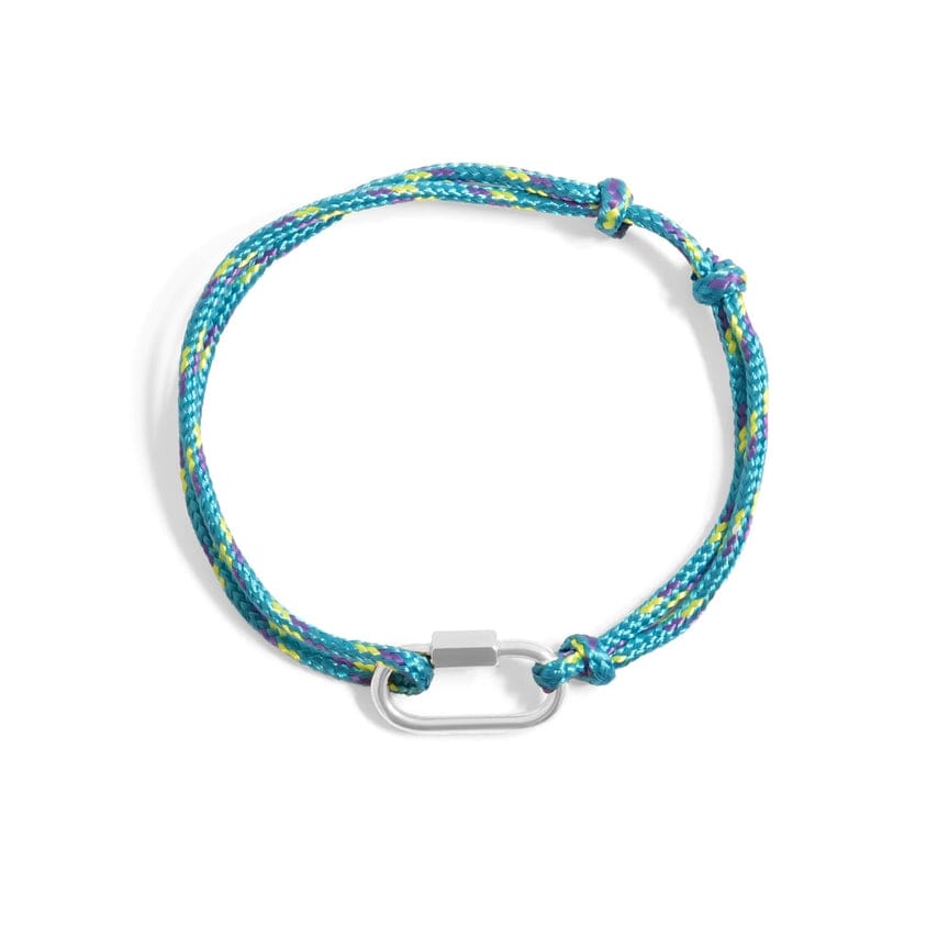 BRC-S.STL Stainless Steel Teal Rope Carabiner Bracelet