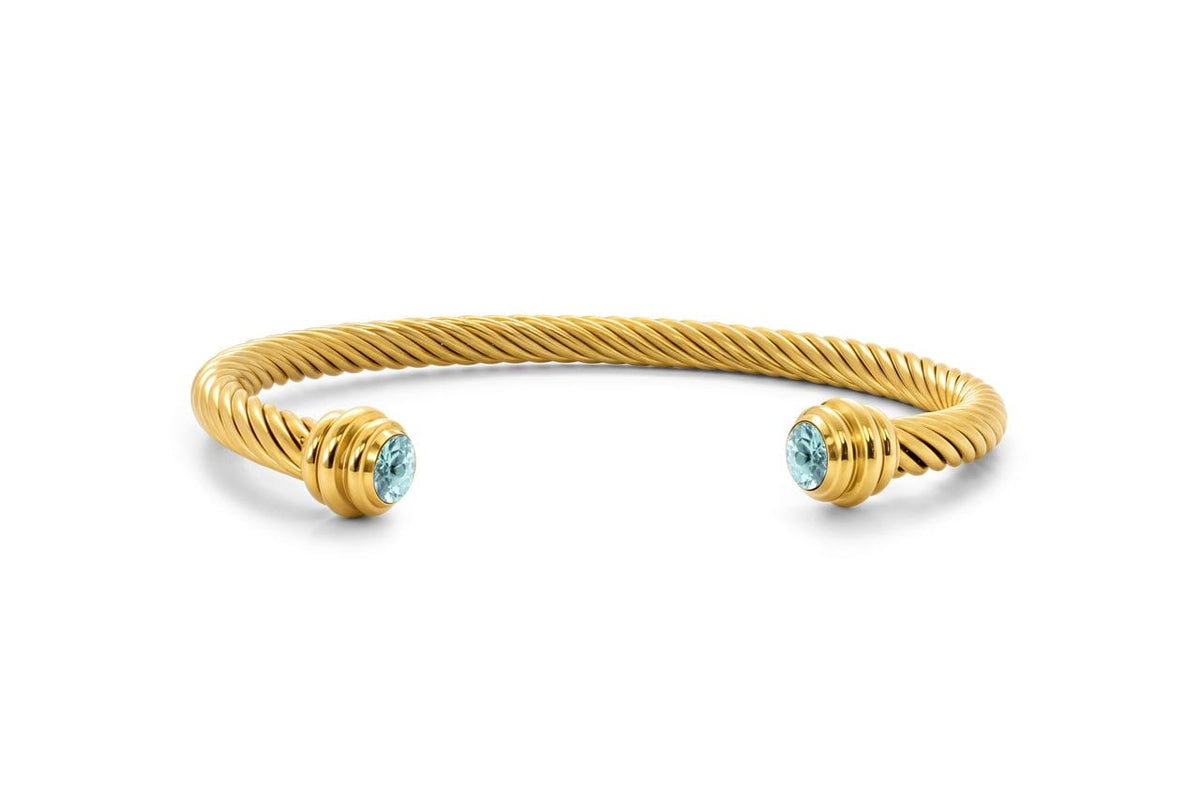 BRC-S.STL Stainless Steel Tidal Twist Aqua Azure Cuff Bracelet