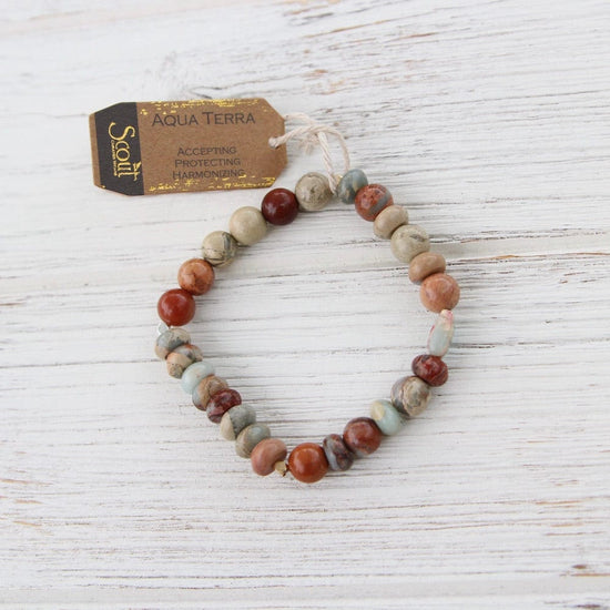 Load image into Gallery viewer, BRC Scout Aqua Terra Stone Stacking Bracelet
