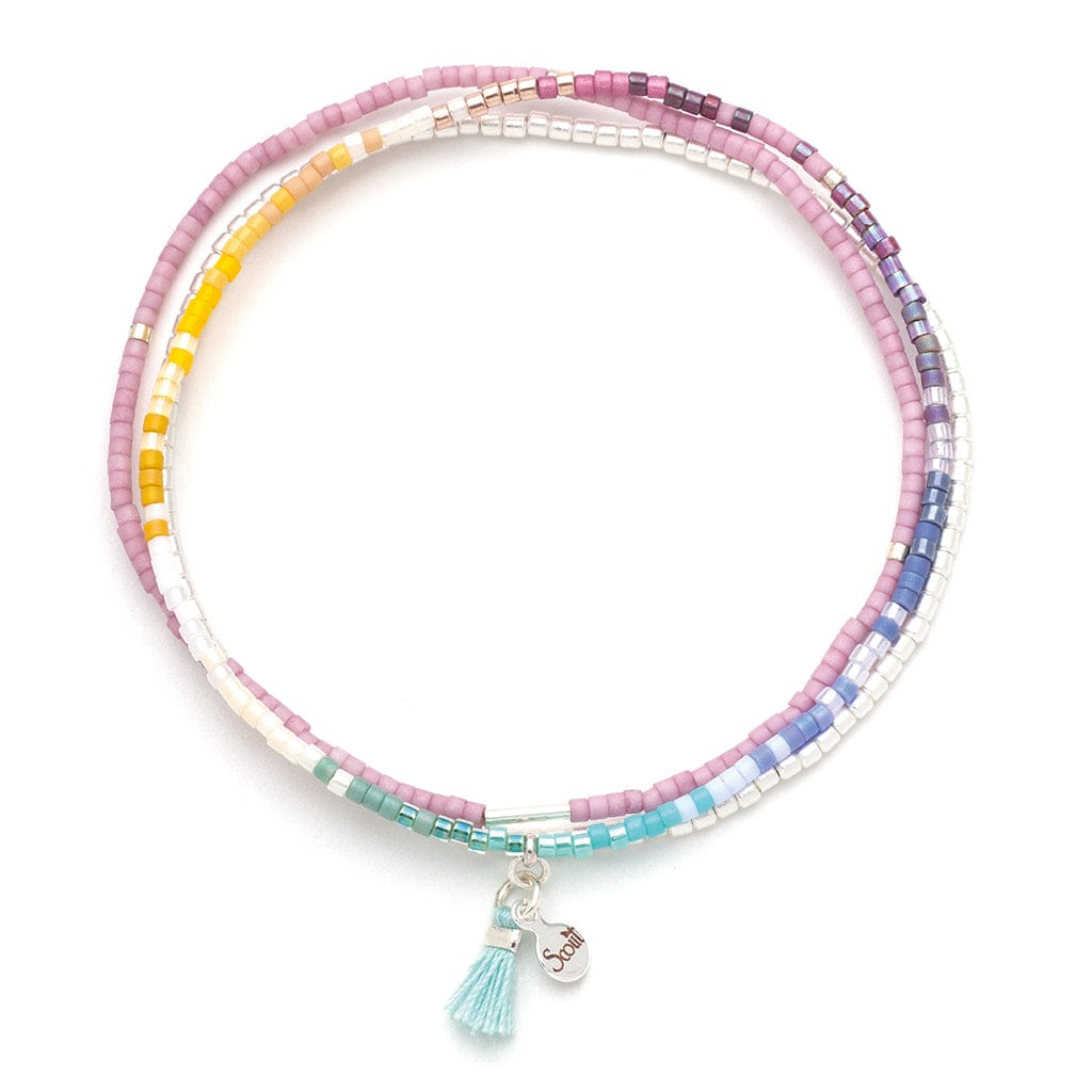 Rylee Beaded Bracelet Set, White and Multicolor Layering Bracelets