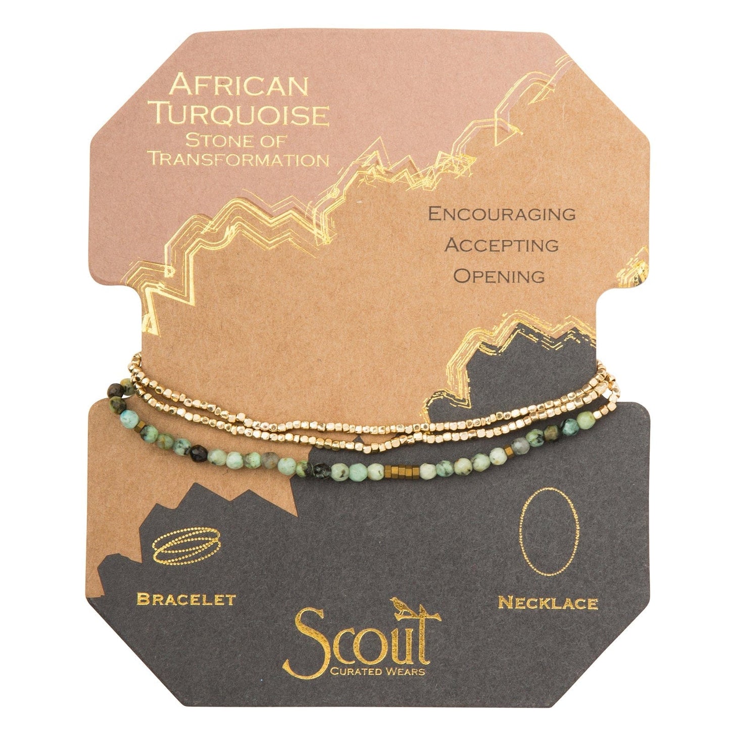 BRC Scout Delicate African Turquoise Wrap Bracelet and Necklace