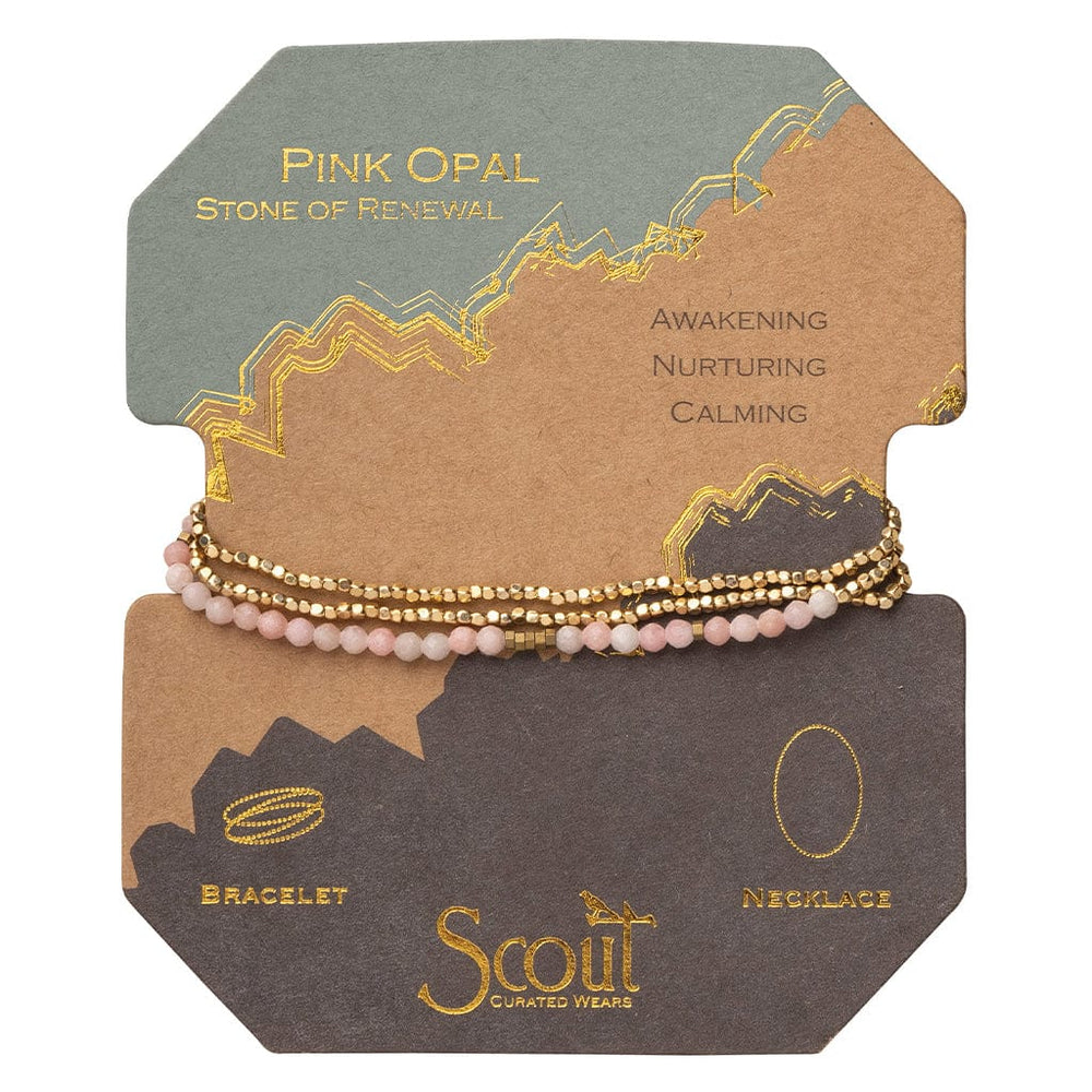 BRC Scout Delicate Pink Opal Wrap Bracelet and Necklace