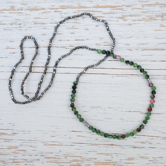 BRC Scout Delicate Ruby Zoisite Wrap Bracelet and Necklace