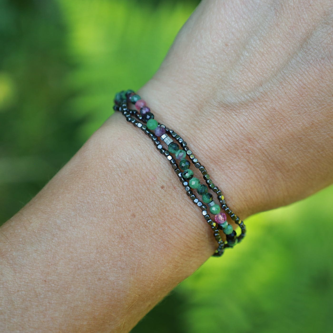 BRC Scout Delicate Ruby Zoisite Wrap Bracelet and Necklace