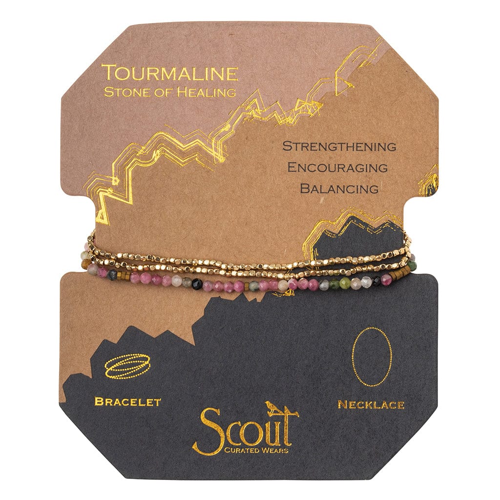 BRC Scout Delicate Tourmaline and Gold Wrap Bracelet and Necklace