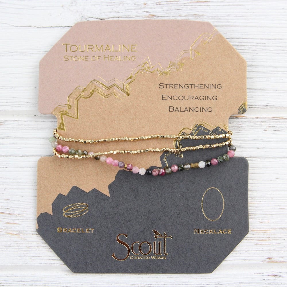 BRC Scout Delicate Tourmaline and Gold Wrap Bracelet and Necklace