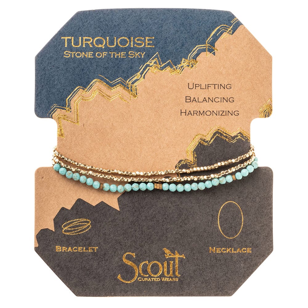 BRC Scout Delicate Turquoise and Gold Wrap Bracelet and Necklace