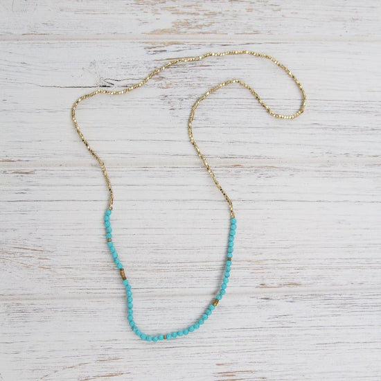 BRC Scout Delicate Turquoise and Gold Wrap Bracelet and Necklace