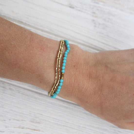 BRC Scout Delicate Turquoise and Gold Wrap Bracelet and Necklace