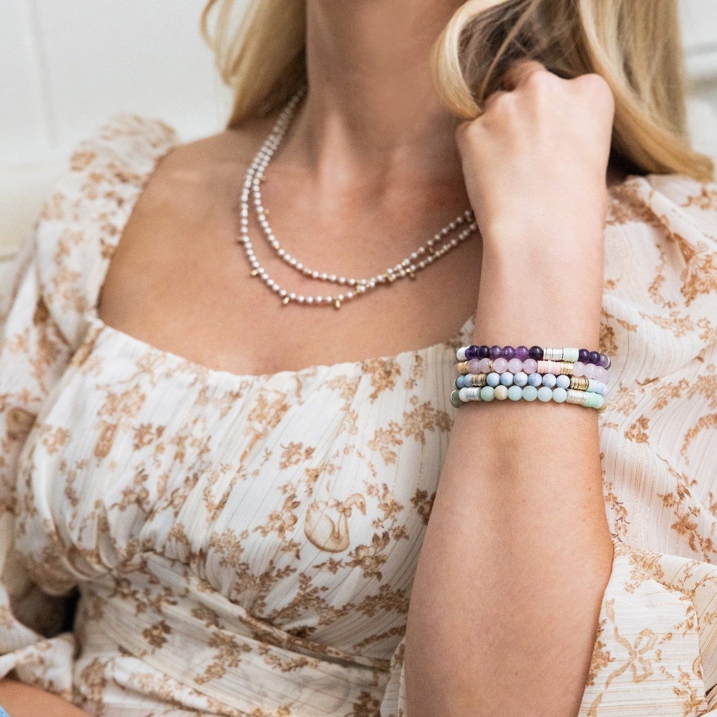BRC Scout Intermix Stone Stacking Bracelet - Rose Quartz
