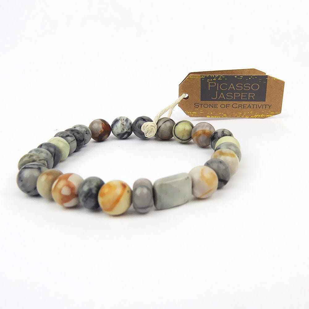 Buy SATYAMANI Natural Stone Multi Picasso Jasper Beads Bracelet with Hook  for Man, Woman, Boys & Girls- Color: Multicolor (Pack of 1 Pc.) at Amazon.in