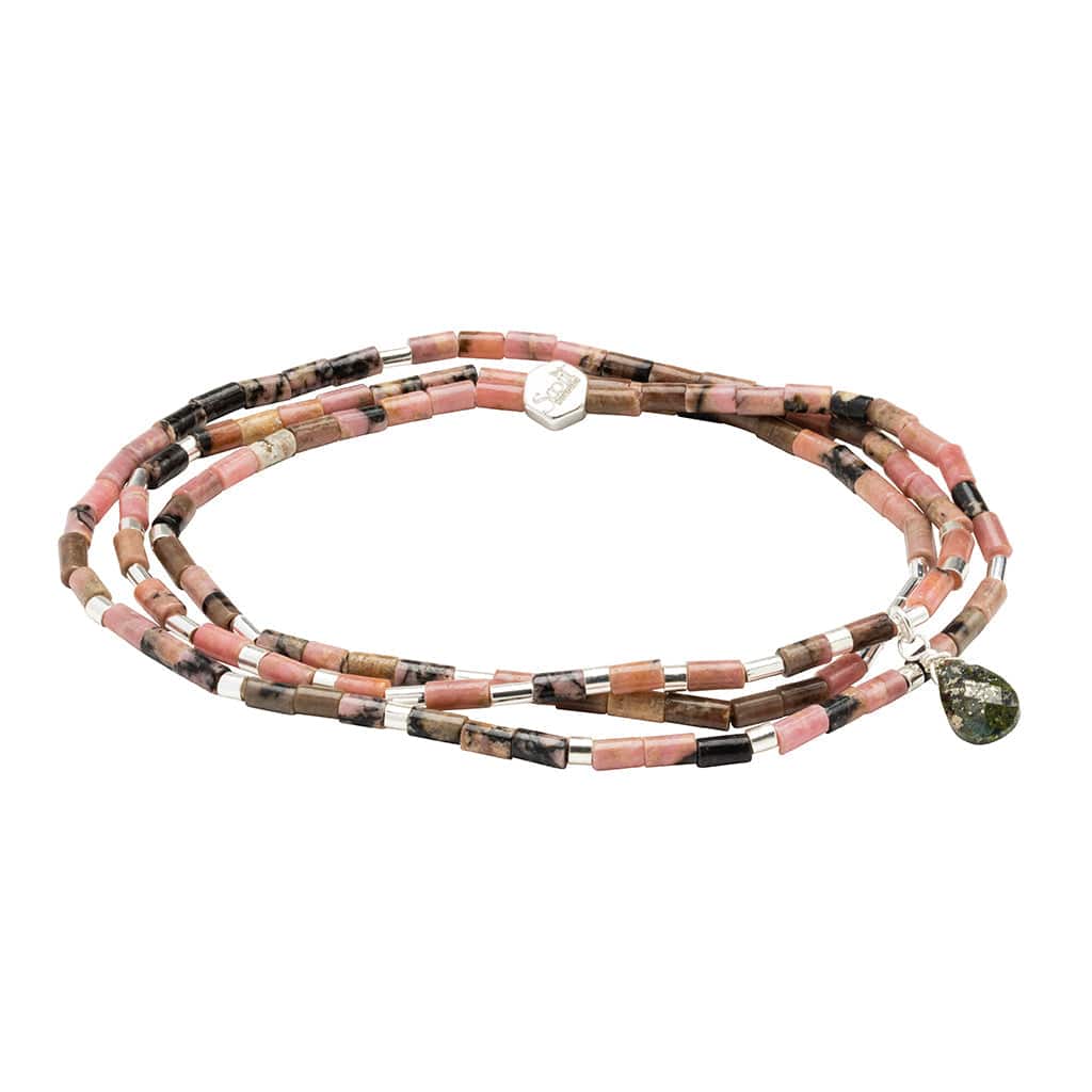 BRC Scout Teardrop Stone Wrap Rhodonite/Pyrite/Silver