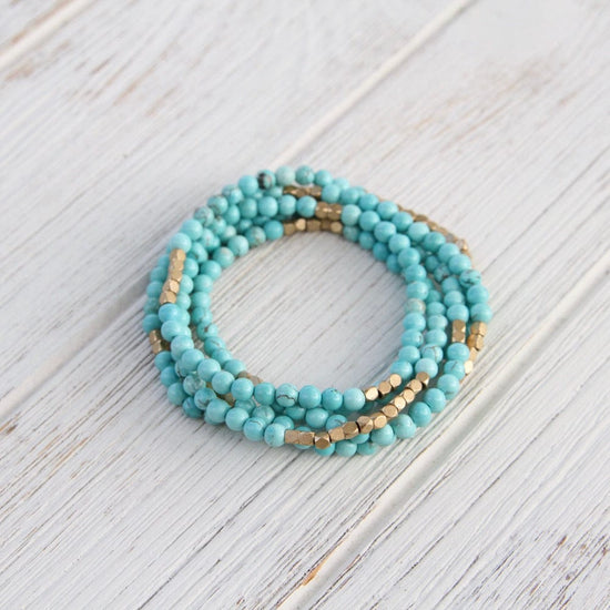 BRC Scout Turquoise and Gold Wrap Bracelet & Necklace