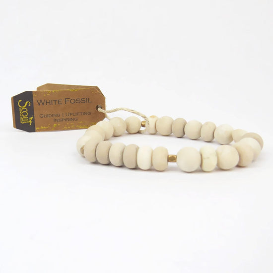 BRC Scout White Fossil Stone Stacking Bracelet