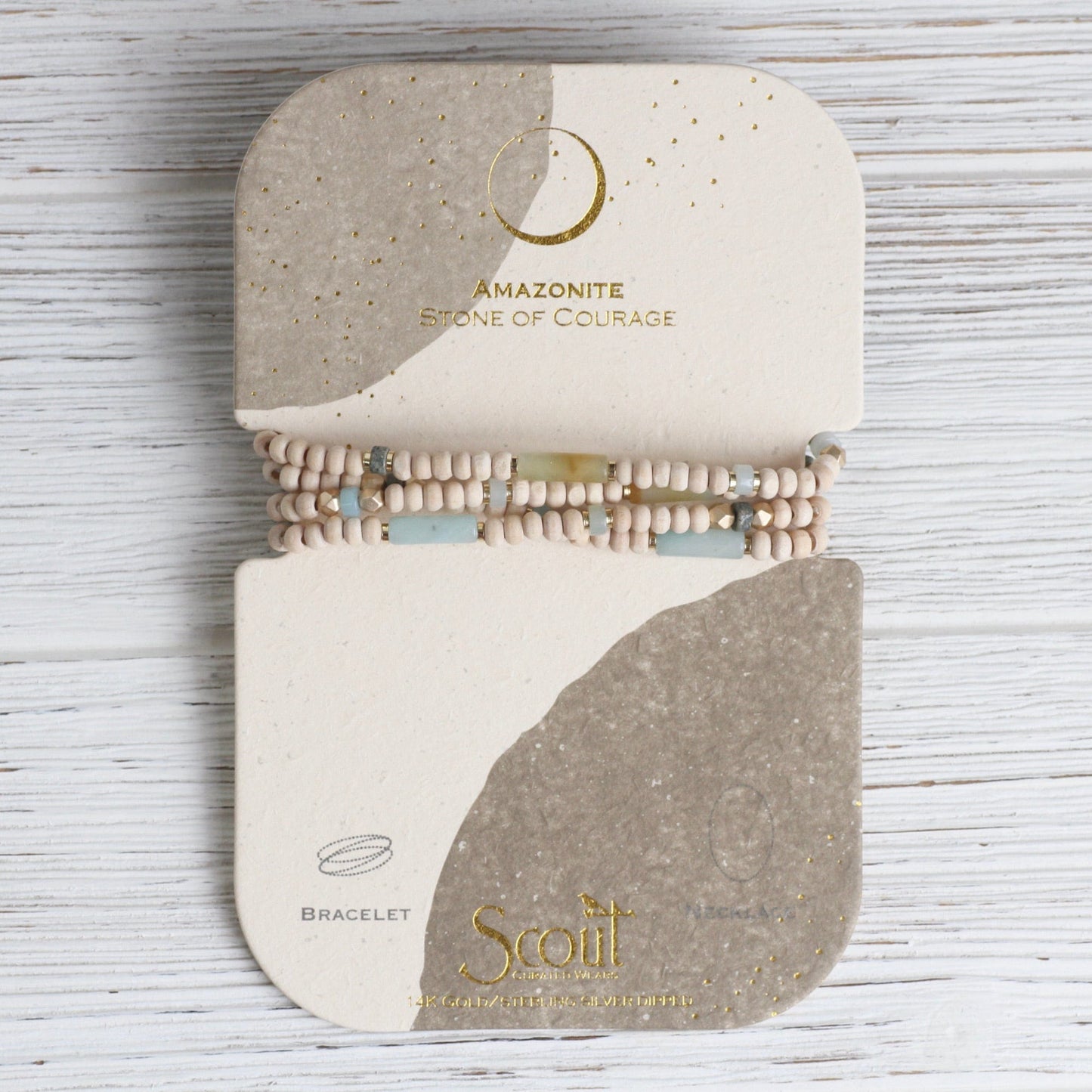 BRC Scout Wood & Amazonite Wrap Bracelet & Necklace