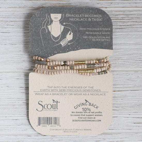 BRC Scout Wood & Labradorite Wrap Bracelet & Necklace