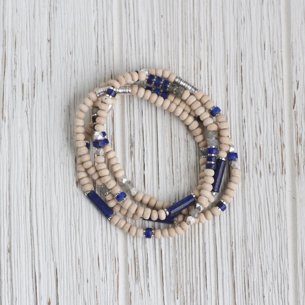 
                  
                    BRC Scout Wood & Lapis Wrap Bracelet & Necklace
                  
                