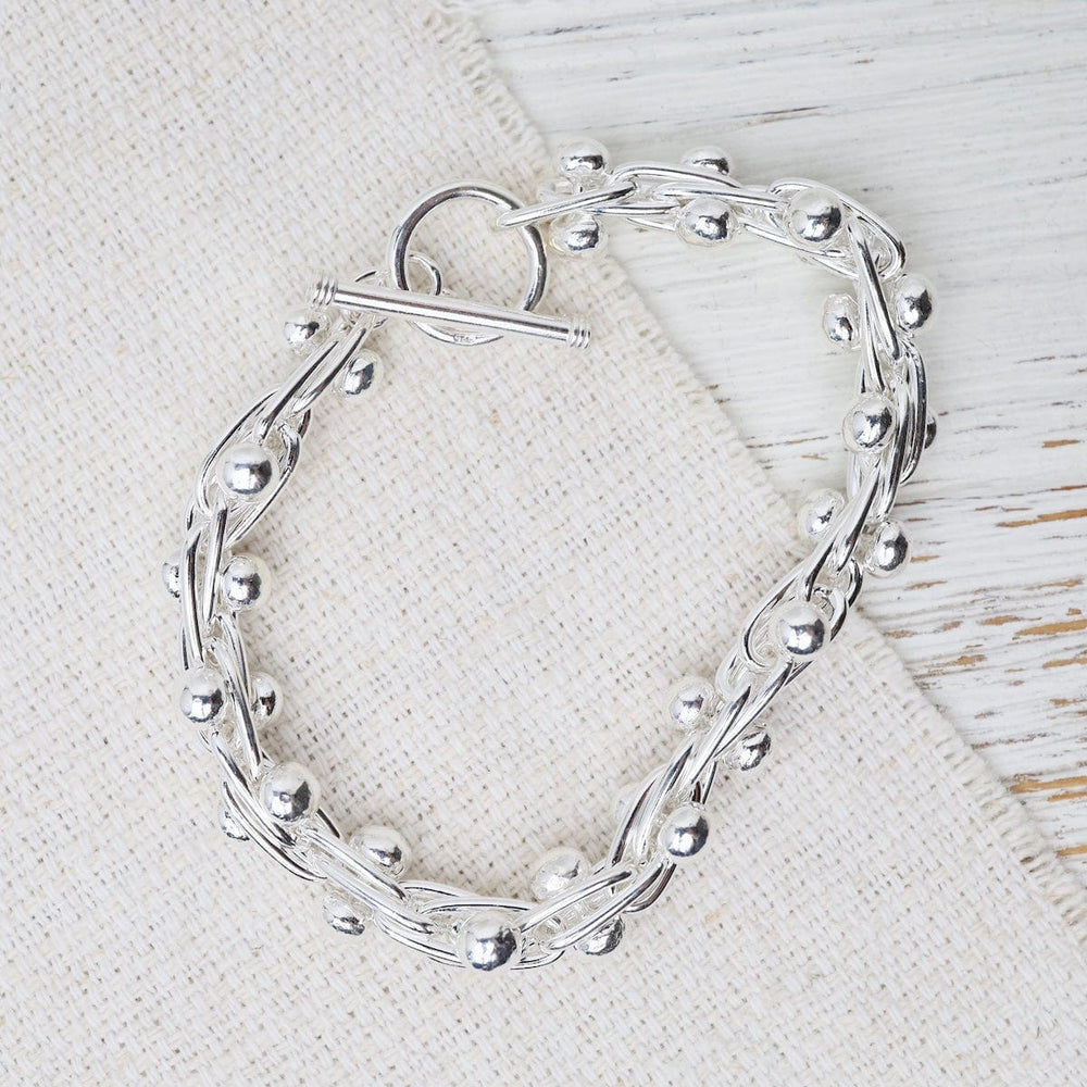 BRC Shiny Sterling Silver Barbell Chain Bracelet