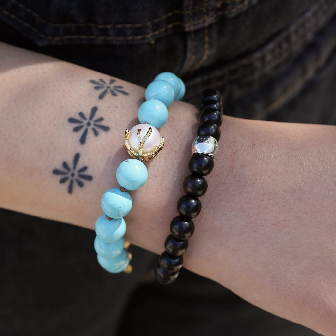 BRC Silver Accent Wooden Bead Bracelet