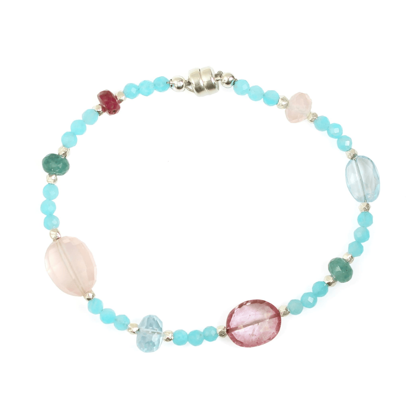 BRC Silver Amazonite with Pink Topaz Bracelet