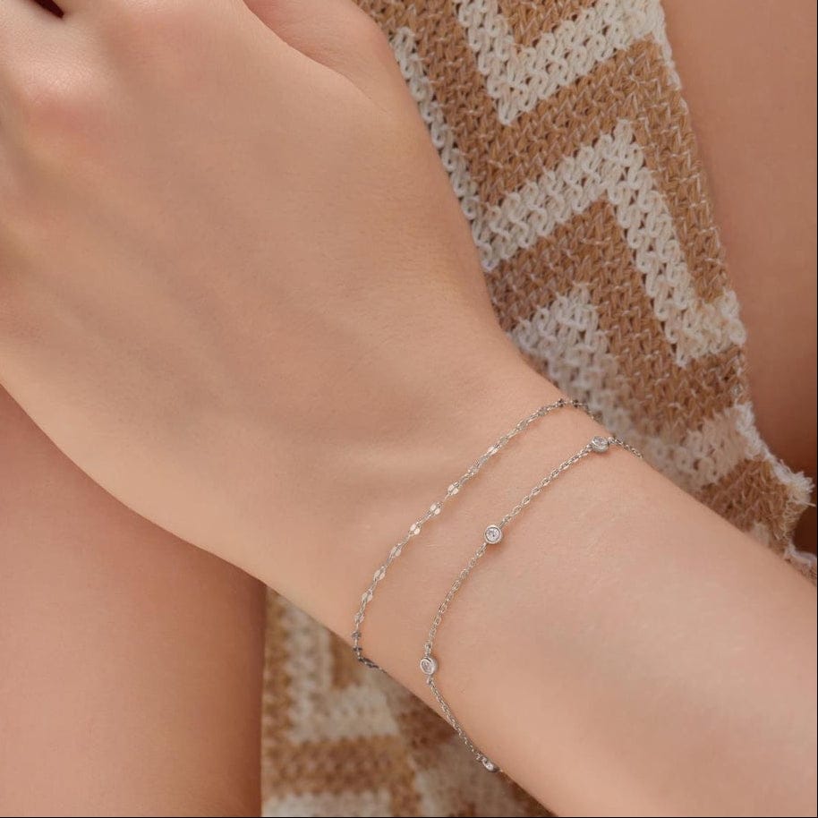 BRC Silver Classic Bezel Set Station Bracelet