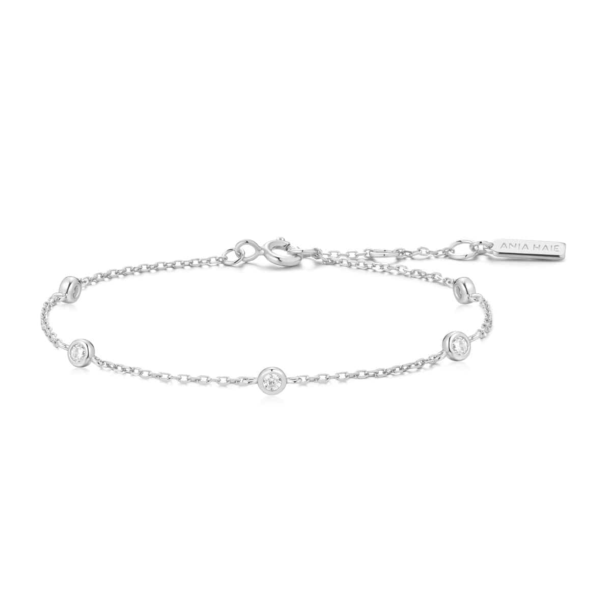 BRC Silver Classic Bezel Set Station Bracelet