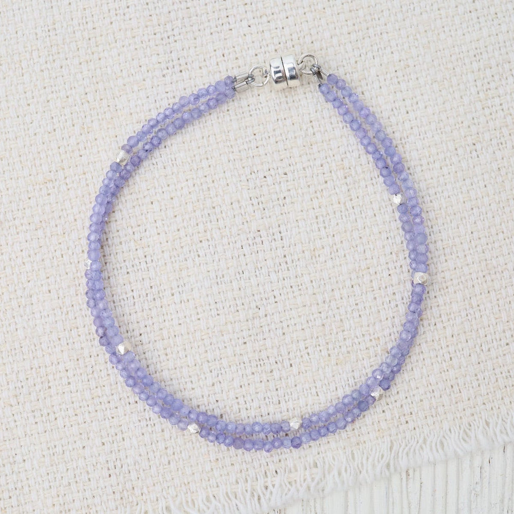 BRC Silver Double Strand Tanzanite Bracelet silver bea