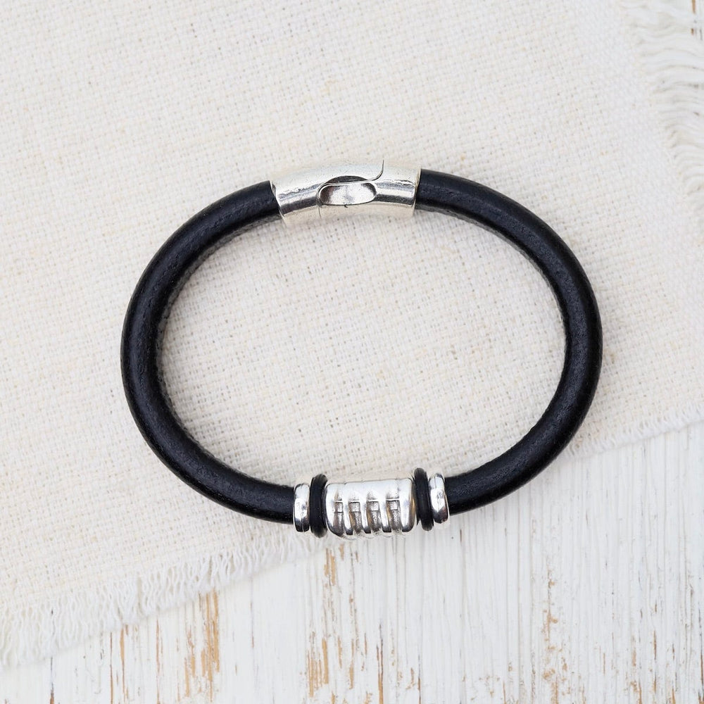 
                  
                    BRC Silver Energy Black Leather Bracelet
                  
                