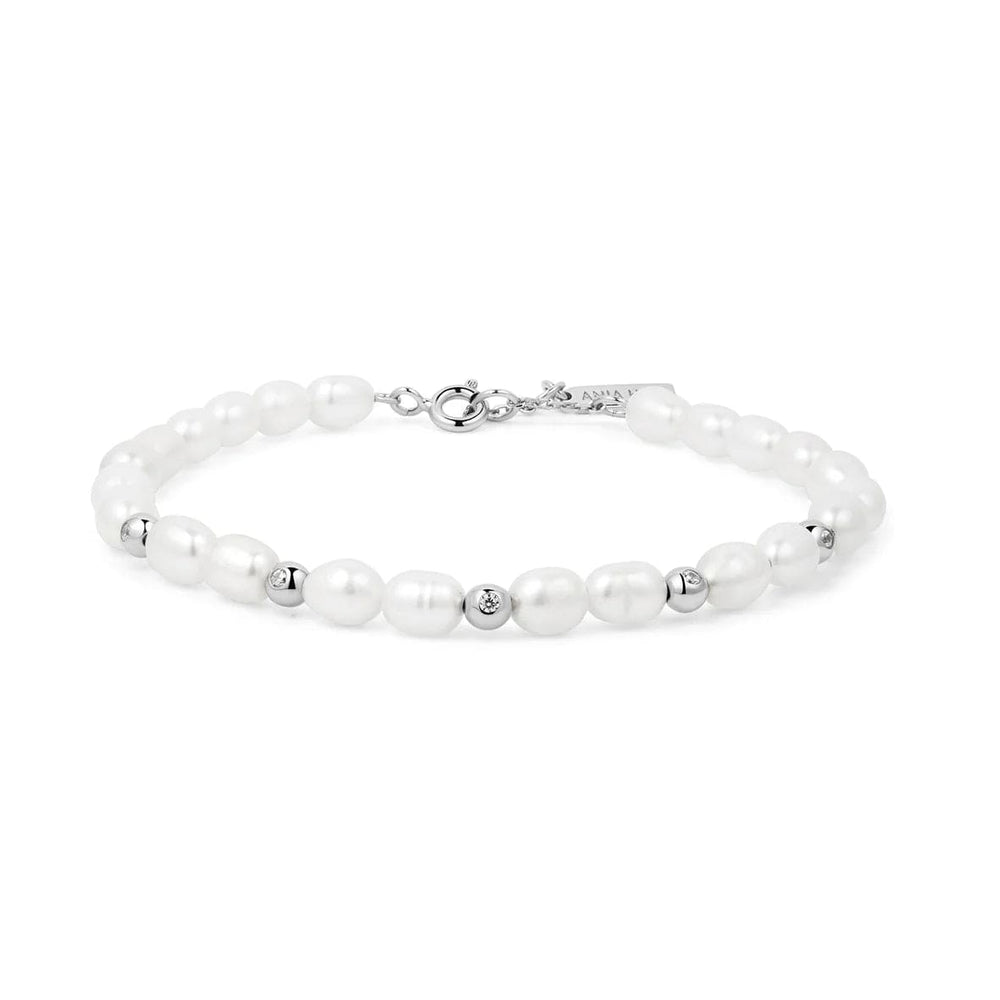 BRC Silver Freshwater Pearl & White Cubic Zirconia Bez