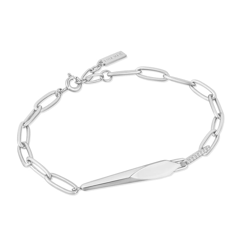 BRC Silver Geometric Chain Bracelet