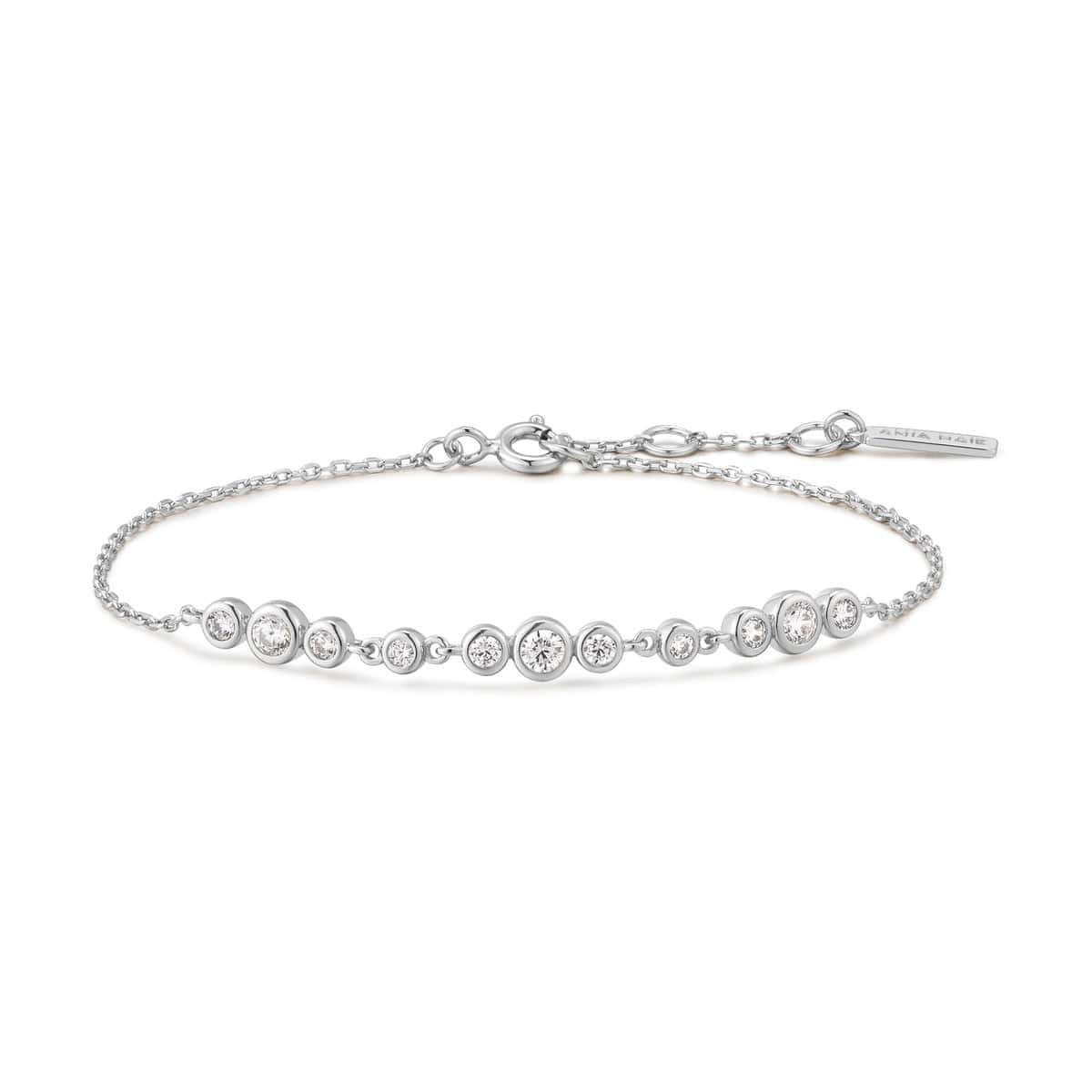 BRC Silver Graduated Bezel Set Trios Bracelet