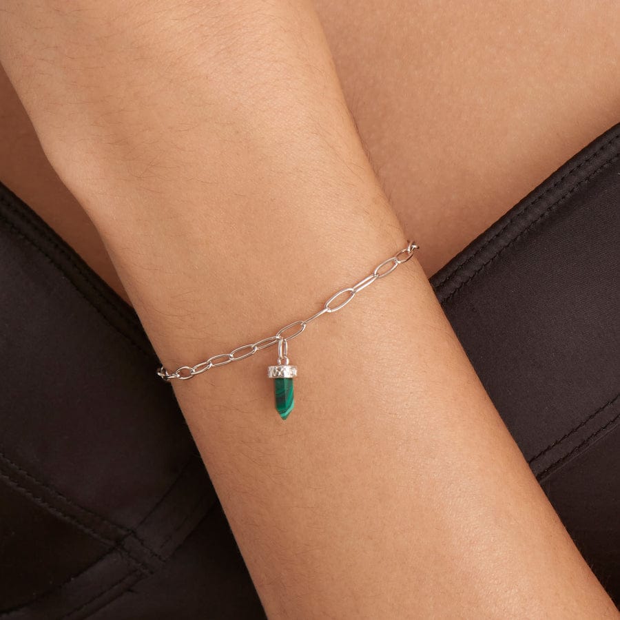 BRC Silver Malachite Point Pendant Bracelet