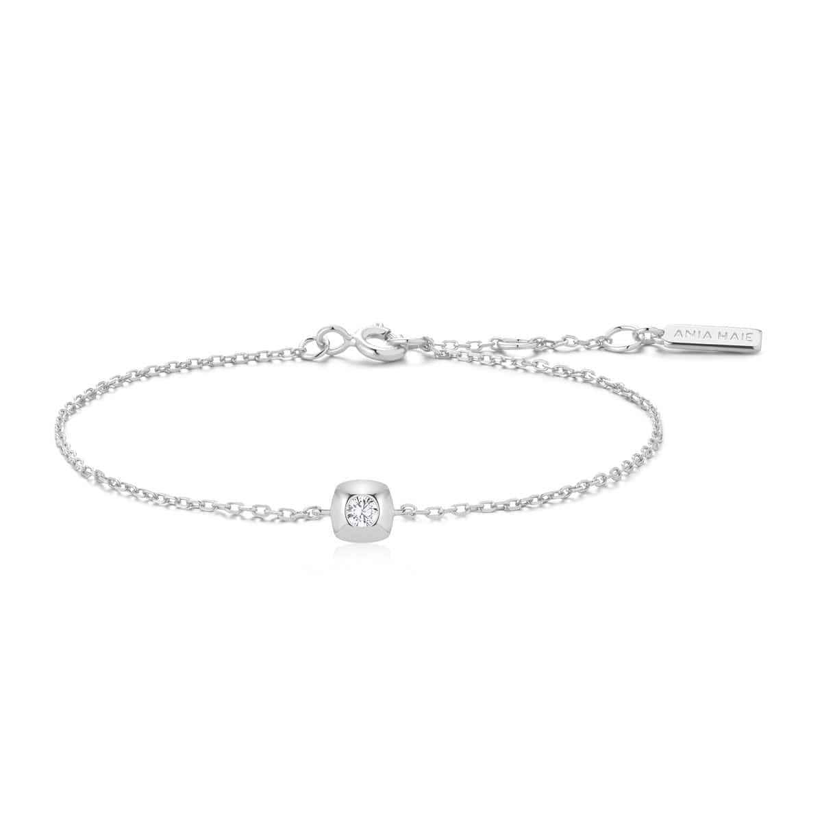 BRC Silver Modern Bezel-Set Solitaire Bracelet