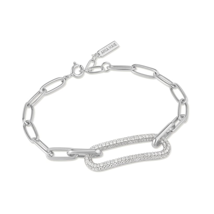 
                      
                        BRC Silver Pavé Link Bracelet
                      
                    