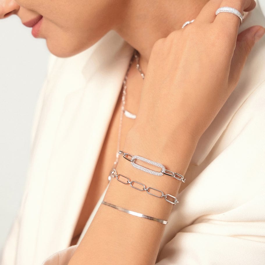 
                      
                        BRC Silver Pavé Link Bracelet
                      
                    