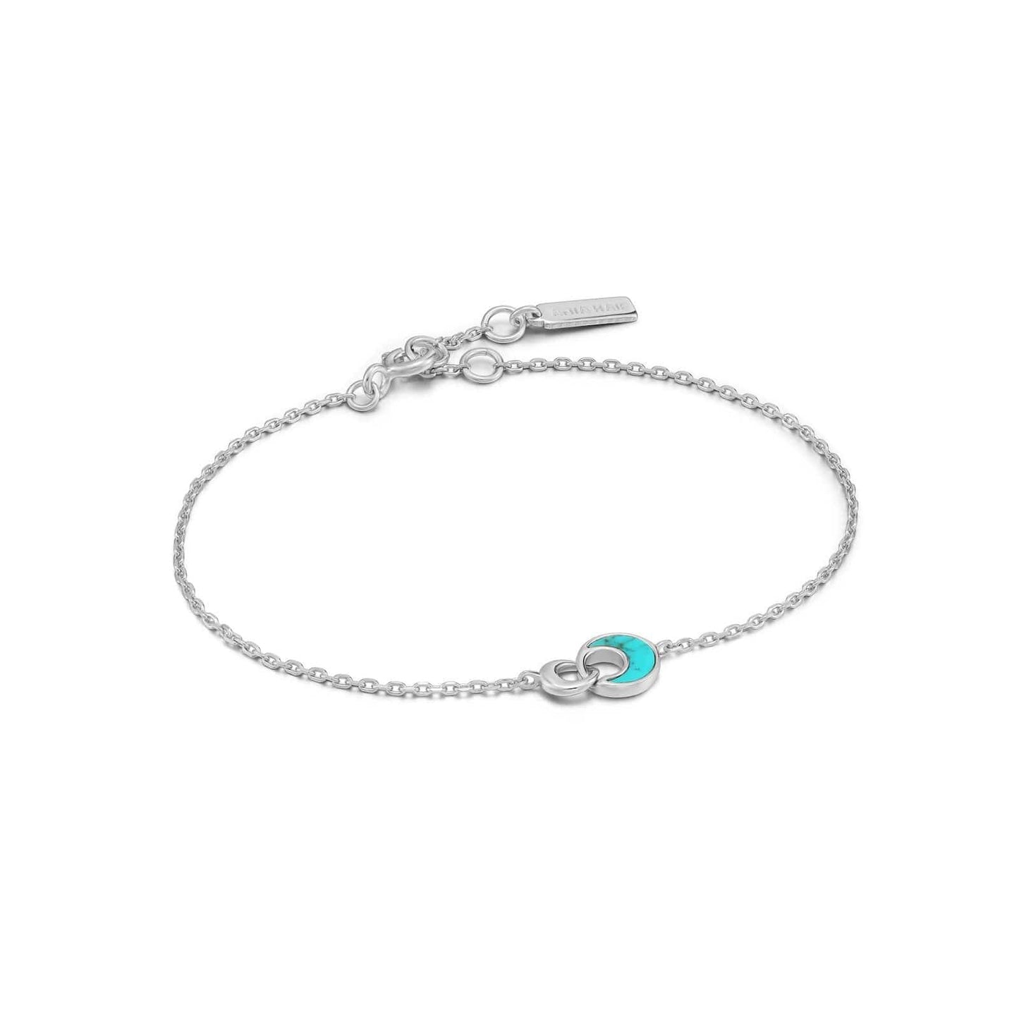 BRC Silver Tidal Turquoise Crescent Link Bracelet