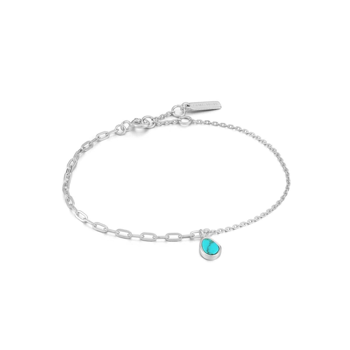 BRC Silver Tidal Turquoise Mixed Link Bracelet