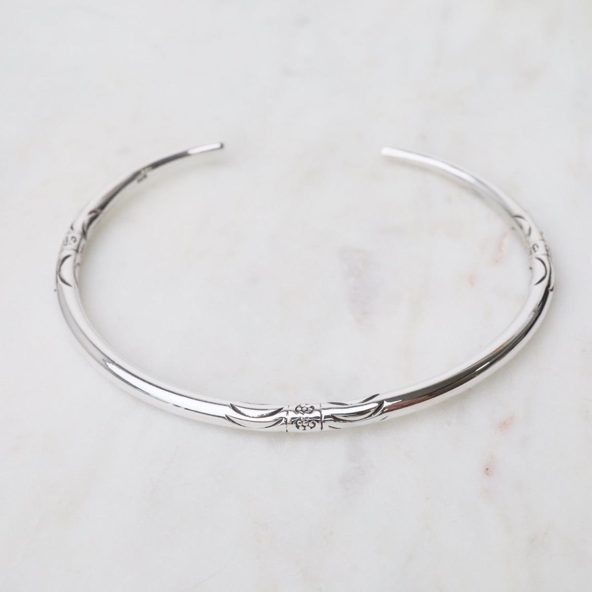 BRC Simple Etched Sterling Silver Cuff
