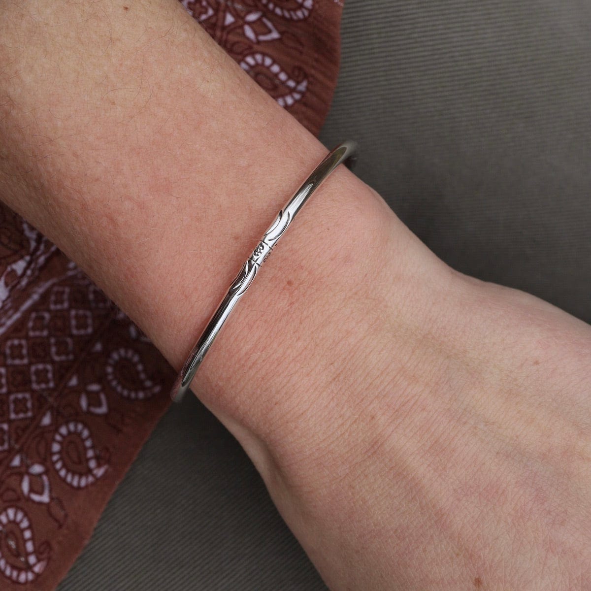 BRC Simple Etched Sterling Silver Cuff