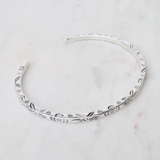 BRC Simple Square Etched Wire Sterling Silver Cuff