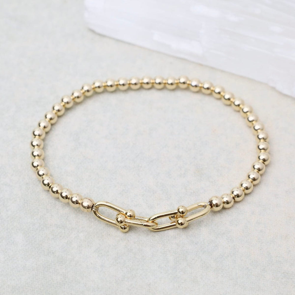 BRC Small Chunky Paperclip and 4mm Gold Filled Ball Bracelet